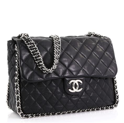 chanel chain around flap bag quilted leather medium|chanel handbags with chain straps.